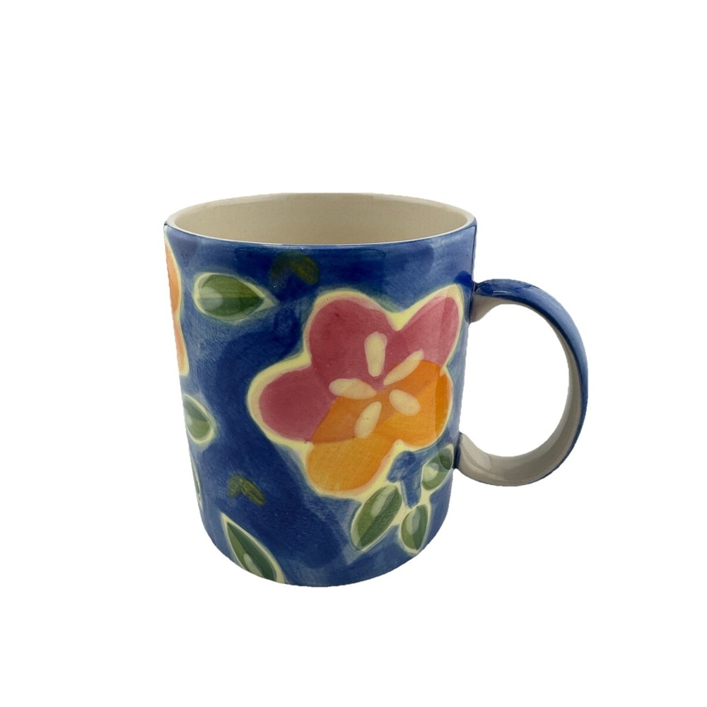 pfaltzgraff‎ Spring Flower Coffee Mug Blue Pink Orange Green